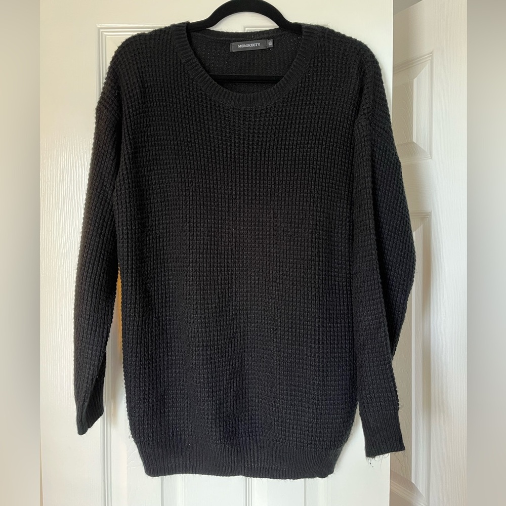 Merokeety Black Knit Crewneck. Size XL. Like New. EUC.